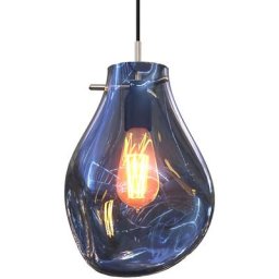 Lampe suspendue design moderne, verre fumé - Vera Bleu - Verre, Métal - Bleu