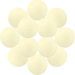 12x Lanterne Papier 20 cm Ivoire - Suspension Boule Papier 20 cm (12'') type Lanterne Japonaise