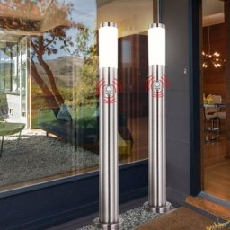 Set design de 2 lampadaires terrasse jardin maison spot détecteur de mouvement IP44