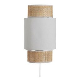 Ostaria - Applique incurvée rotin et tissu blanc Blanc - Blanc et naturel