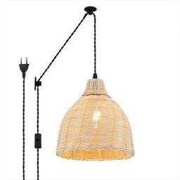 Barcelona Led - Lampe suspendue murale en osier avec poulie saski