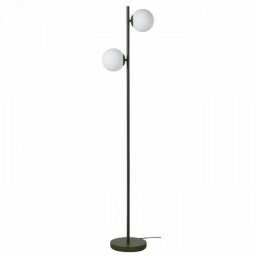 Lampadaire Abat jour 2 boules en verre - Kaki - d 15 x h 13 cm - retro