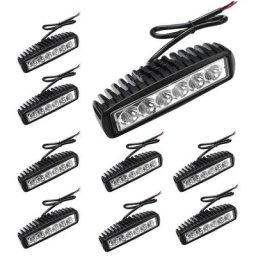 Randaco 10x 18W Phare de Travail Carre a Leds DC 12V 24V Quad Camion Bateau Tracteur Offroad