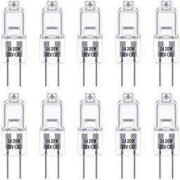 Ampoules Halogènes G4, Lampe de Base à Broche Halogène 12V 20W, Blanc Chaud 3000K, 350LM, Gradable,