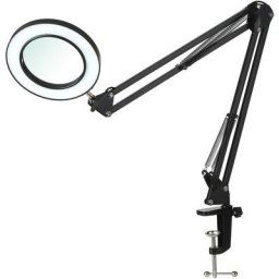 Tomshine, lampe de table à pince flexible, lampe de bureau, avec loupe 8x, bras oscillant,