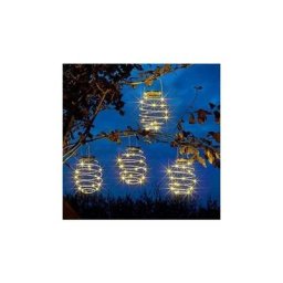 Lot de 4 lampes solaires en spirale, lanternes créatives en fer, lampes décoratives à suspendre