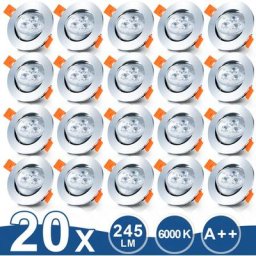 20x Spots led encastrables orientables, Spots led à encastrer,Spot encastrable 3W, Spots