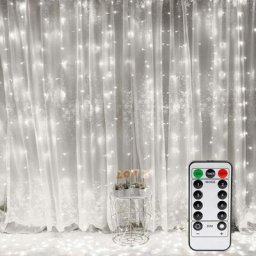 Guirlande lumineuse dextérieur Rideau Lumineux, Fenêtre Guirlandes Lumineuses 300 LED 3mx3m, 8