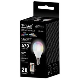 Smart VT-2234 Ampoule led E14 4.8W P45 rf rgb+w dimmable blanc chaud 3000K avec télécommande - sku