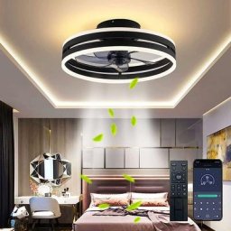 Ventilateur de plafond silencieux avec lumière 50W Dimmable Suspension avec télécommande et app