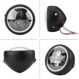 16cm/6.5"" Ampoule de phare de phare LED de moto pour Sportster Cafe Racer Bobber