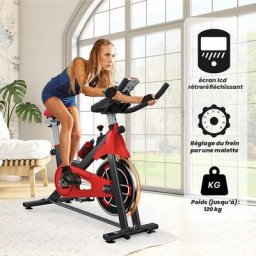 Vélo d'appartement d'intérieur - Exercice de fitness à domicile - Avec siège et guidon réglables