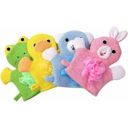 4 pièces de Dessin animé bébé Gant de Toilette Gant de Toilette, Coton Canard Lapin Ours Grenouille