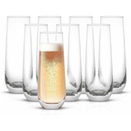 Flûtes à champagne sans pied Milo Ensemble de 8 verres en cristal. Verres à champagne de 9,4 oz.