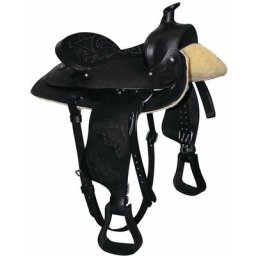 Selle noire: Selle western en cuir bon marché avec siège en daim