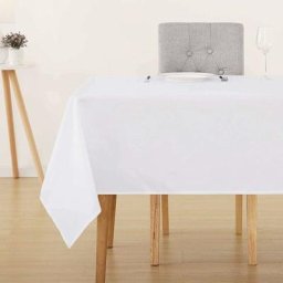 Deconovo Lot de 1 Nappe de Table Rectangulaire Imperméable, 130x280 cm, Blanc - Blanc