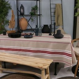 Nappe anti tâche esprit d'antan Rouge 150 x 300 cm - Rouge