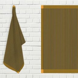 Lot de torchons de cuisine coton kent anthracite et jaune, par Soleil D'ocre Anthracite