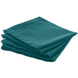 Atmosphera - Lot de 4 Serviettes de Table Chambray Bleu Canard créateur d'intérieur - Bleu canard