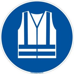 Panneau d'obligation Port du gilet de sécurité obligatoire. Obligation Signalisation epi.