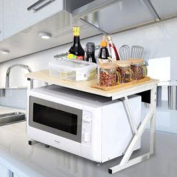 Support de Four à Micro-Ondes Etagère Micro-Ondes Étagère de Stockage Cuisine 54x35x34.5cm Jaune de