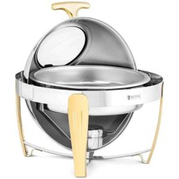 Royal Catering - Chafing Dish Chauffe-plat professionnel Couvercle Rond 6L 1 Brûleur - Noir
