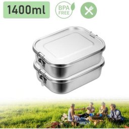 Randaco - 2x 1400ml lunch box inox lunch box inox lunch box maternelle sans bpa - Argent