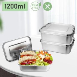 Randaco - 2x 1200ml lunch box inox lunch box inox lunch box maternelle sans bpa - Argent