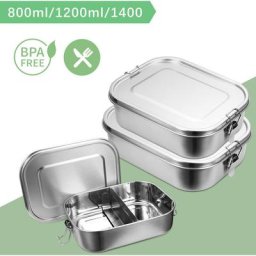 800 + 1200 + 1400 ml lunch box lunch box inox lunch box inox maternelle sans bpa - Argent - Randaco