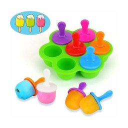 Mini moules à glace en silicone, moules à popsicle réutilisables, 7 moules à glaçons, 9 bâtonnets