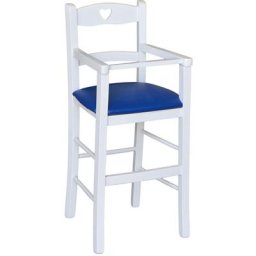 Okaffarefatto - Chaise Haute en Bois Blanc Avec Siège Rembourré En Simili Cuir Bleu