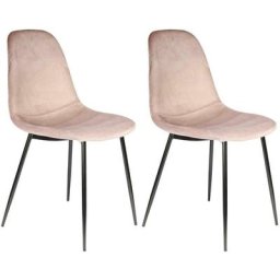Chaise en velours côtelé Giulia (Lot de 2) - Rose