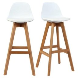 Miliboo - Tabourets de bar scandinaves blanc et bois 65 cm (lot de 2) mini pauline - Blanc