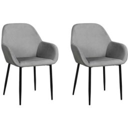 Fauteuil en velours cotelé Giulia (Lot de 2) - Gris souris