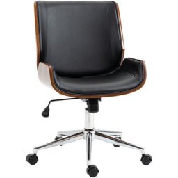 Chaise de bureau manager design vintage pivotante hauteur réglable bois peuplier acier chromé