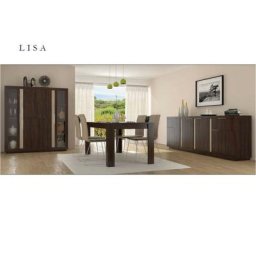 Salle à manger complète lisa Chocolat - Vitrine: Avec