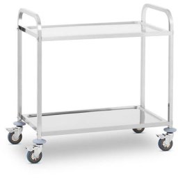 Chariot De Service Desserte à Roulettes Inox 2 Plateaux 84x44cm Cuisine 160kg - Blanc, Noir
