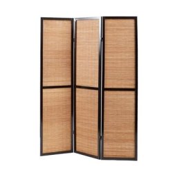 Paravent japonais en bambou naturel et bois noir 3 vantaux L133 cm SUWA - Noir