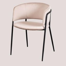 Chaise en velours Nalon Black Sklum Gris Taupe Clair - Gris Taupe Clair