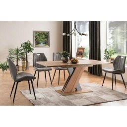 Table à manger extensible 140-180 x 85 x 76 cm - Chêne otan - Chêne wotan/Argent
