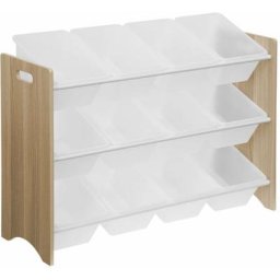 Meuble de rangement pour enfant avec 12 casiers - Tobias - MDF décor bois naturel. L 84 x P 29.5 x