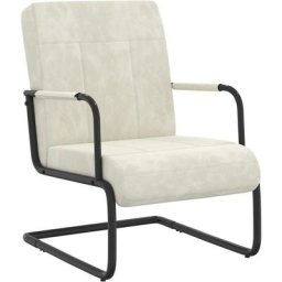 Chaise cantilever Blanc crème Velours Vidaxl Crème