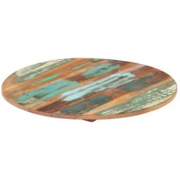 Dessus de table rond,80cm 15-16 mm,Bois de récupération,Épaisseur 15-16mm,deux supports en bois