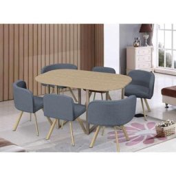 Ensemble table + 6 chaises encastrables gris flen xl - gris