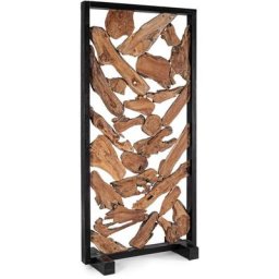 Paravent en racines de teck et acier noir Greka 100 cm