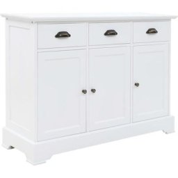 Buffet avec 3 portes mdf et Bois de pin 105 x 35 x 77,5 cm Vidaxl Blanc