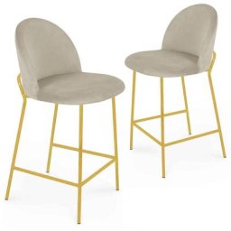 Deco In Paris - Lot de 2 tabourets de bar design en velours beige arabel - beige