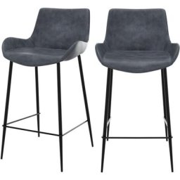 Chaise de bar mi-hauteur cuir synthétique 65cm (x2) - Pirata - Gris
