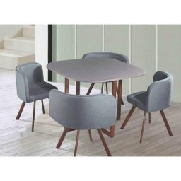Ensemble table + 4 chaises encastrables gris flen - gris