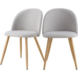 Chaise en tissu chiné pieds en métal (lot de 2) - Cozy - Taupe